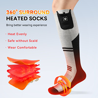 Chaussettes chauffantes unisexes 9V 6000 mAh épaisses pour ski, snowboard, moto, auto-chauffantes avec batterie électrique rechargeable, antidérapantes, haute tige