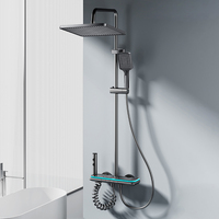 Ensemble de douche intelligent à affichage numérique, mitigeur chaud/froid avec pommeau pluie, douchette à main et fonction cascade, finition bronze, fixation murale, vente en gros usine