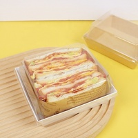 Boîtes d'emballage pour sandwichs en papier kraft Vente en gros Chine Vente en gros Boîtes à sandwich en papier avec couvercle et couvercle transparent