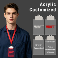 Individuelles Leuchtendes Acryl-LED-Namensschild mit Blinkfunktion für Bar, Konzert, Festival, Arbeit und Geschäft mit Lanyard