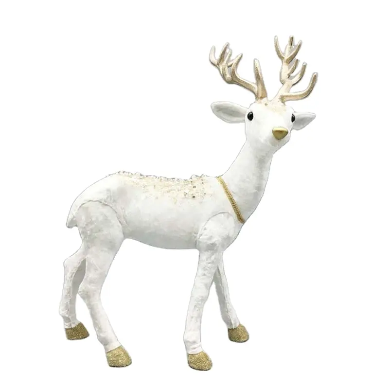 SYART Outdoor Christmas Decorations Luxury Supplies Handmade Velvet Pink White Deer Ornament Decor