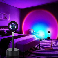 Arc-en-ciel rouge soleil ensemble Table de nuit projecteur LED lampe de Projection coucher de soleil lumière romantique visuel cristal lentille pour fête chambre décor
