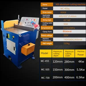 MC-455 máquina semiautomática de corte de alumínio para portas e janelas, máquina de corte de alumínio