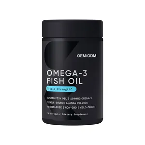 Triple Strength Omega 3 minyak ikan, softgel tanpa duri Tinggi Dalam EPA dan DHA mendukung tingkat kolesterol kesehatan darah jantung untuk pria