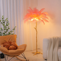 Tradition européenne luxe LED noir plume lampadaire décor à la maison lampe de table sur pied avec taille moyenne