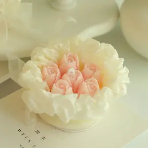 Creative Romantic Rose Tulip Flower Bundle Cake Aromatherapy Candle