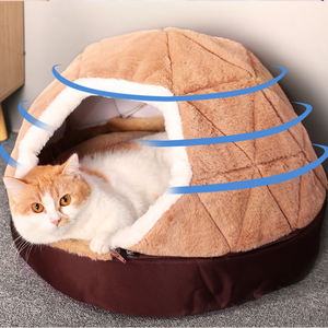 Pebuddies, новый дизайн, свежий двойной Круглый полузакрытый домашний питомец, войлочный домик для кошек, Лежанка, гнездо для собак, кровать для кошек на молнии - Product Image 3