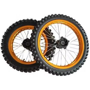 Nuevas Ruedas Delanteras para Motocicleta Todoterreno, Rin de Aluminio de 14 Pulgadas, Neumáticos Amarillos de 15 cm, Buje de Tambor, Modificación/Actualización - Product Image 3