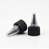 Bouchon compte-gouttes torsadé en plastique noir de 20 mm, 24 mm, 28 mm avec couvercle supérieur à vis naturel et pointe aiguisée pour bouteilles de sauce et de produits capillaires