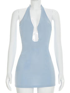 Viviblook C26DS019 Robes élégantes pour femmes Nouvelle robe de soirée sexy sans manches à bretelles fines pour femmes - Product Image 2