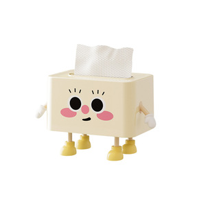 Boîte à mouchoirs robot créative en plastique blanc crème à ressort pour salon, salle de bain, bureau - Product Image 2
