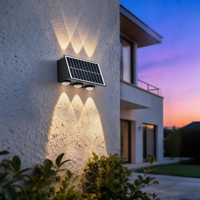 Outdoor Waterproof Mini Solar Fence Lights Outdoor up Down Wall Lights 4W 6W 8W Black Solar Wall Lights