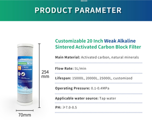Cartouche de filtre à <span class=keywords><strong>eau</strong></span> minérale alcaline <span class=keywords><strong>pH</strong></span> 7,5-9,5 20 pouces, bloc de carbone et infusion minérale - Product Image 5