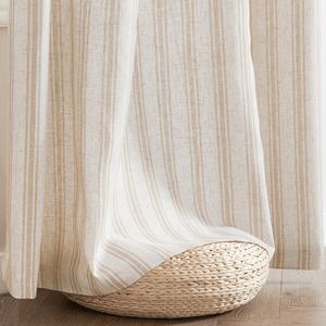 Jinchan Modern Eco-Friendly 100% Polyester Striped <strong>Curtains</strong> for Living Room &amp; Bedroom Beige <strong>Ticking</strong> <strong>Stripe</strong> Light Filtering - Product Image 3