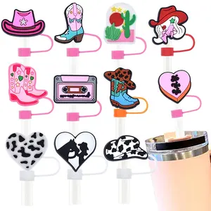 Cowboy cowgirl Palha Encantos Toppers Buddies para Tumblers Bonito Beber Palha Dicas Tampas para Palhas Plugs Party Supply