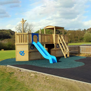 Çok Fonksiyonlu Açık Hava Macera Çocuk Ahşap ve Plastik Kaydıraklı Tırmanma Çerçevesi Salıncaklı Oyun Evi Seti - Product Image 4