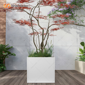 24-Inch Contemporary White Galvanized Steel <b>Planter</b> Minimalist <b>Small</b> Trough Home Flower Stand Decoration Boxed Plated Floor - Product Image 4