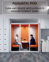 Cabine Acoustique Portable Moderne Insonorisée 2 Places pour Réunions de Bureau avec Panneaux Acoustiques en Acier – Cabine Téléphonique Silencieuse pour Bureau