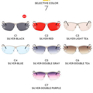 Lunettes de Soleil Personnalisées Fashion Flame <span class=keywords><strong>Cross</strong></span> Border European American New Internet Colorful UV400 Popular Sunglasses Retro Punk Sunglasses - Product Image 4