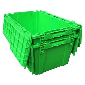 QS 680*430*320mm <strong>Small</strong> Clear Nest Plastic Logistic Storage Box Organizer Container <strong>Bins</strong> Tote with Lid Heavy Duty Industrial - Product Image 4