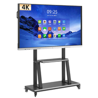 Pizarra Digital Interactiva Inteligente Android con Panel Plano, Soporte Móvil con Ruedas para Exhibición en Aulas y Conferencias