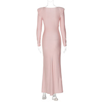 Robe longue à manches longues en 6 couleurs, robe de soirée, robe moulante pour femmes, Vestidos S-XL