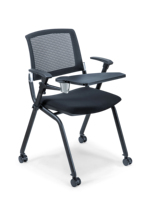 Chaise de formation pliable en maille ergonomique pour salle de conférence d'usine avec tableau d'écriture, base en acier, garantie de 6 ans pour une utilisation au bureau