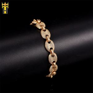 <span class=keywords><strong>Bracelet</strong></span> en acier inoxydable plaqué or, chaîne à mailles cubaines, <span class=keywords><strong>bracelet</strong></span> grains <span class=keywords><strong>de</strong></span> <span class=keywords><strong>café</strong></span>, bijoux fins, cz <span class=keywords><strong>diamant</strong></span> glacé, en or et argent - Product Image 1