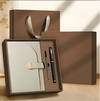 Carnet de notes A5 coffret cadeau personnalisé crayon mécanique noir en cuir souple bloc-notes d'enregistrement de réunion de bureau d'affaires simple