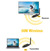 Prolongateur HDMI Sans Fil 50m Émetteur-Récepteur Vidéo 1 Vers 2 3 4 (1x4 Affichage) Pour PS3/4 Caméra Ordinateur Portable PC Vers TV Moniteur Projecteur