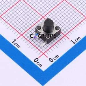 TS-1095C-A6B3-D2 Tactile Switch Bent Lead Through Hole-3P,6x6mm Single Pole Single Throw Round Button 2.5N Right Angle Insert - Product Image 1