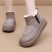 Bottes d'hiver mi-hautes pour femmes, doublées de polaire, chaussures d'hiver confortables et décontractées en coton