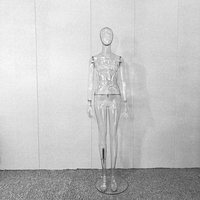 Maniquí Transparente de Cuerpo Completo para Mujer, Estilo Moderno, Plástico, Vertical, Recto, con Manos para Exhibición