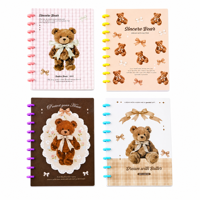 Carnet à spirales B5 Caramel Bear Mushroom avec nœud papillon, 80 feuilles, 100 g/m², ligné, cadeau scolaire pour enfants, papeterie en gros