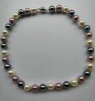 Collar anudado con cierre magnético para mujer, joyería de perlas de concha grande de lujo, 14mm