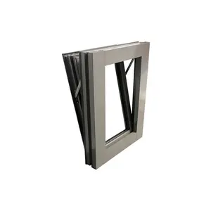 Patrón de apertura vertical superficie acabada doble acristalamiento tamaño personalizado ventanas de toldo de vidrio fijo con pantalla