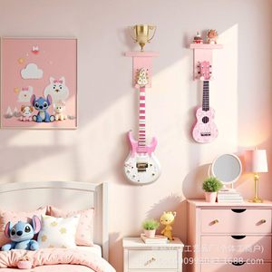 Estante de pared de madera maciza para guitarra, estante de 26x26cm para almacenamiento de guitarra eléctrica, bajo, ukelele, decoración para sala de estar - Product Image 4
