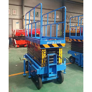 Platform putar <span class=keywords><strong>360</strong></span> ° pengangkat gunting dapat ditarik untuk pusat belanja servis Pembersihan Saluran HVAC dan pencahayaan langit-langit - Product Image 5