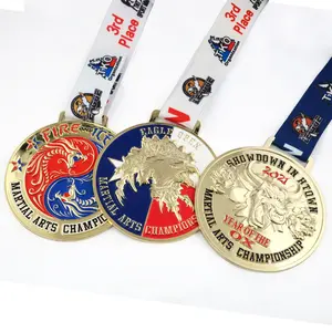 Medalla deportiva personalizada en 3D, Medalla de oro, plata, bronce, aleación de Zinc y Metal, Jiu Jitsu, Judo, kung-fu, Karate y Taekwondo