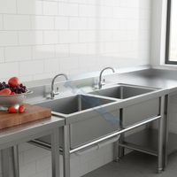 Évier simple en acier inoxydable 201/304 sur mesure pour cuisine commerciale, restaurant, école, café, extérieur