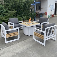 Cheminée extérieure/table de foyer en bois de teck carré de 36 pouces.