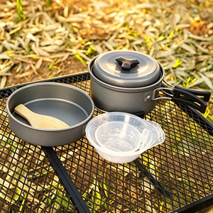 <span class=keywords><strong>Set</strong></span> di pentole da campeggio all'aperto, <span class=keywords><strong>set</strong></span> da cucina pieghevole portatile in lega di alluminio con borsa a rete per escursioni, picnic e viaggi - Product Image 1