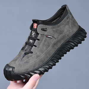 Botas Martin de cuero suave para hombre, botines informales acolchados con suela gruesa, color negro y gris 9226 - Product Image 1