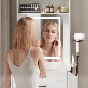 Coiffeuse multifonctionnelle avec miroir Led 2 tiroirs de rangement Bureau de maquillage pour petite chambre à coucher Mobilier de maison pratique - Product Image 6