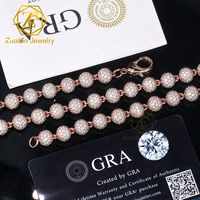Chaîne cubaine en argent 925 personnalisée pour bijoux hip-hop, avec breloques bling et moissanite VVS, style chaîne à billes glacée