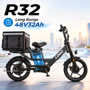 จักรยานไฟฟ้าส่งอาหารแบบ OEM ปรับแต่งได้ 48V 32Ah มอเตอร์ 750W ยาง 18x2.5 พร้อมรีโมทกันขโมย รับน้ำหนักได้ 200 กก. รุ่น R32 - Product Image 1