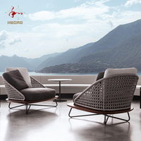 Moderno de gama alta de 5 estrellas Hotel Resort muebles de exterior conjunto de jardín mesa de centro sofá con cuerda Material para patio uso en Parque