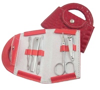 Ensemble de manucure allemand en acier inoxydable avec pochette marron à motif crocodile attrayant