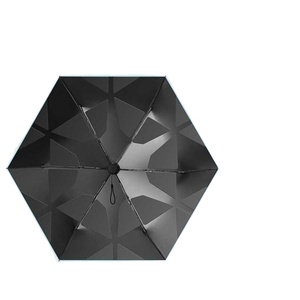 Parapluie pliant moderne mini entièrement automatique à 6 baleines avec mémoire de forme, protection UV, revêtement noir, 40% polyester - Product Image 1