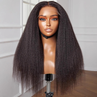 Perruque Lace Front Bozhen Hot Cross-Border en fibres synthétiques haute température, cheveux longs et raides, point moyen, effet naturel, pour femme